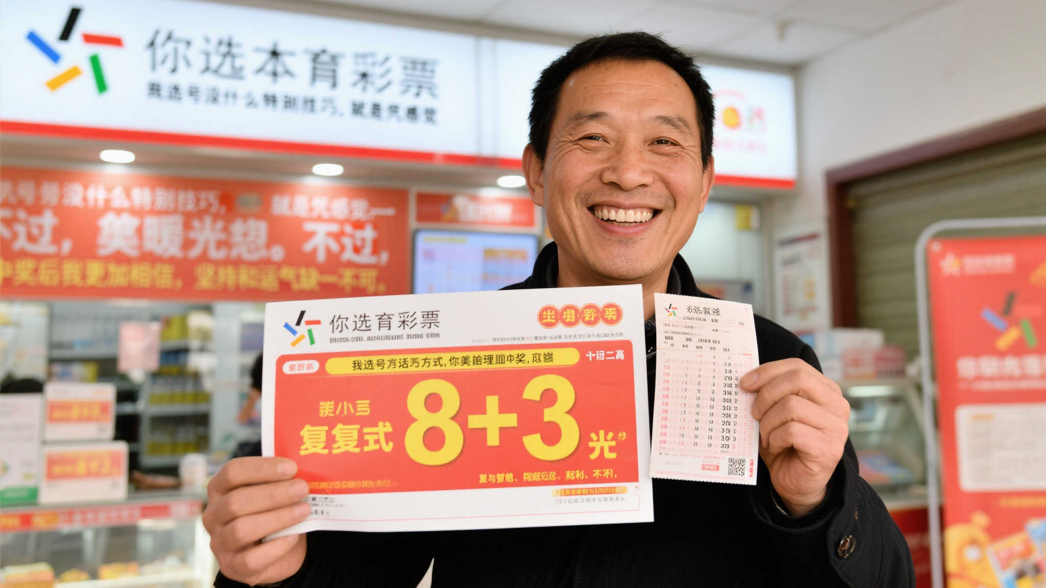 值得一提的是，这次中奖的“8+3”复式票