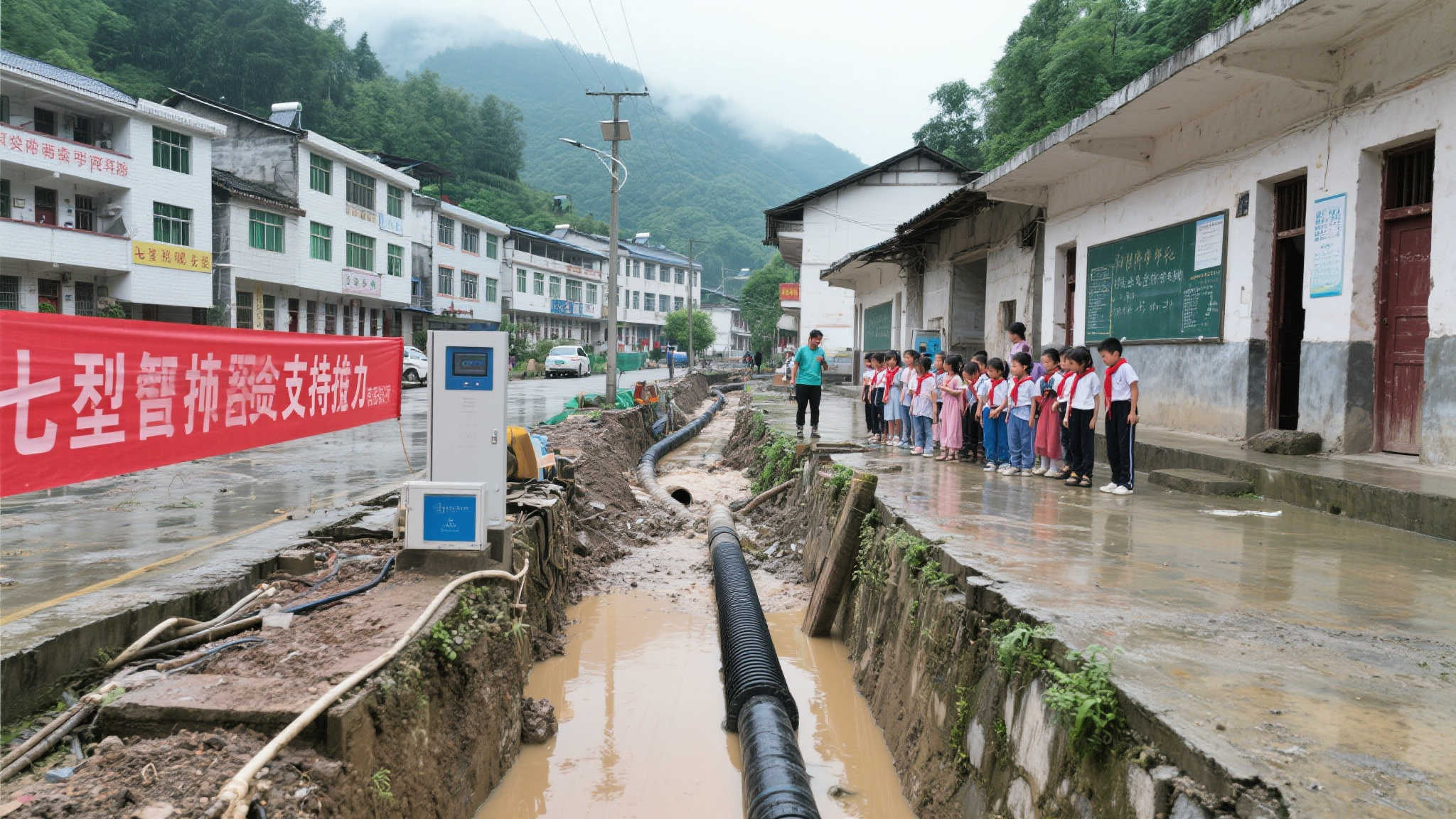 以七里坪镇为例，该地此前由于雨季排水系统