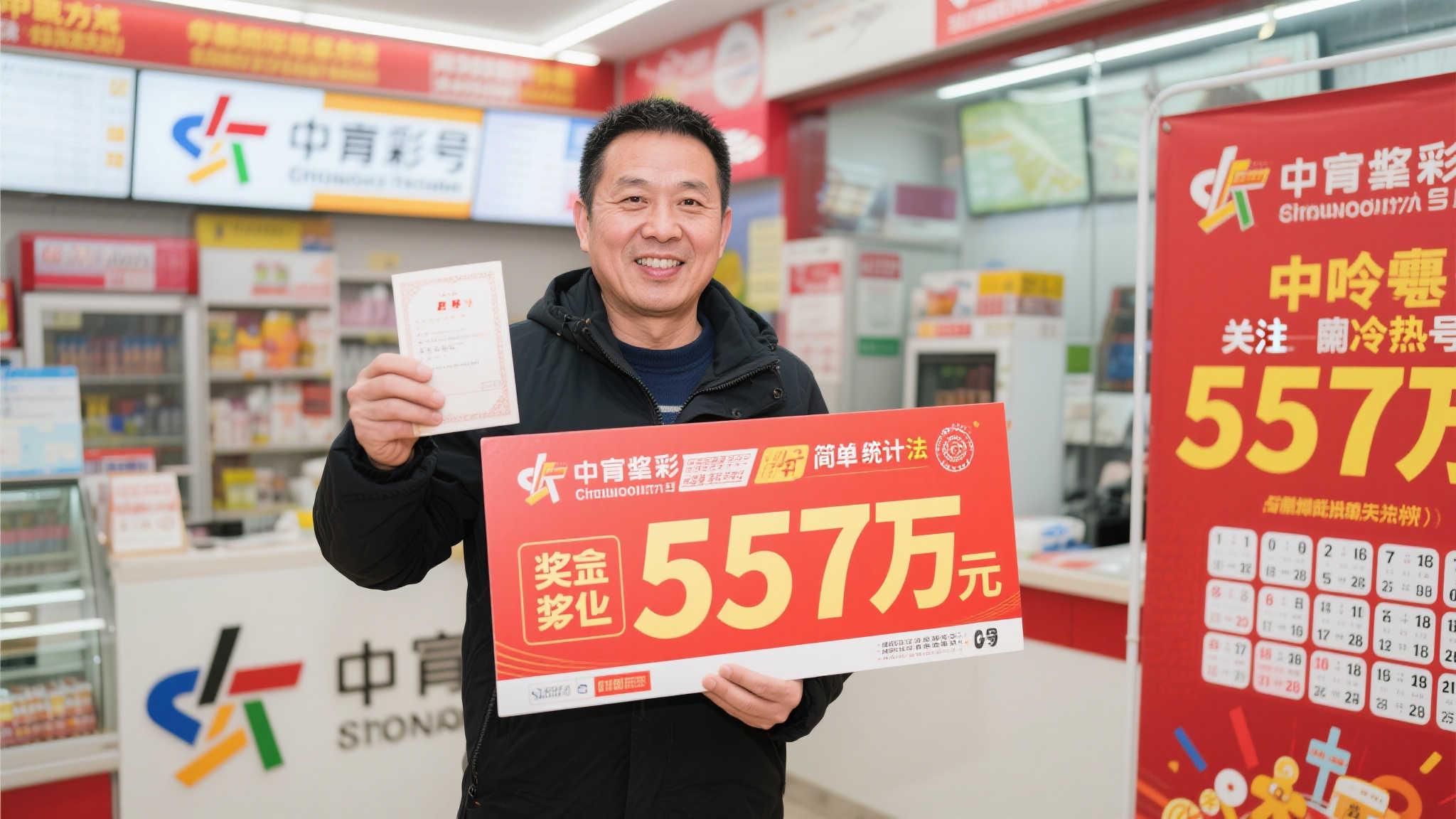 男子揽获福彩557万，与妻子共同领奖，闲时钻研中奖号码