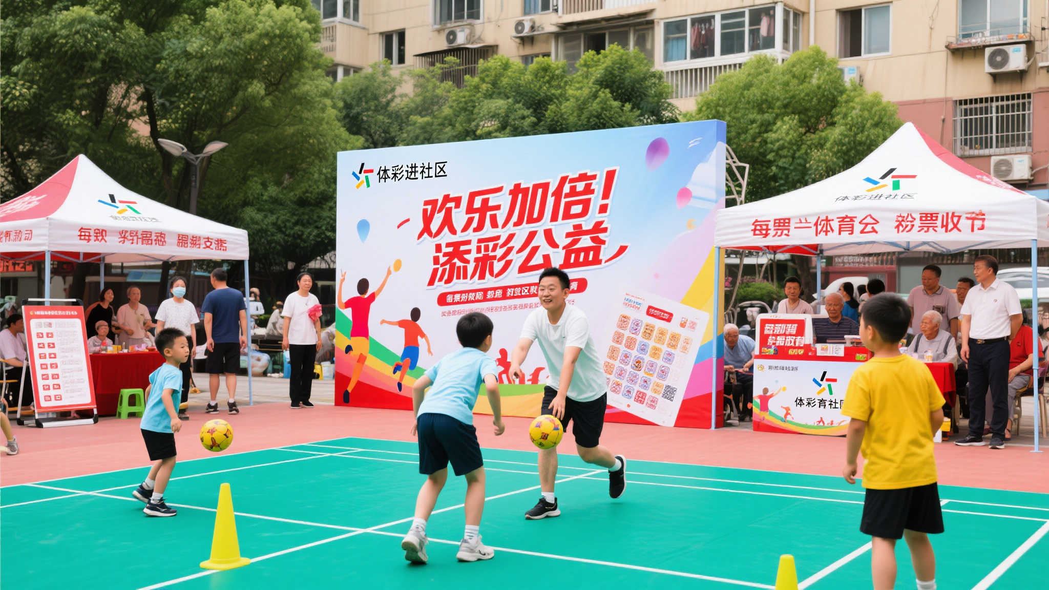 “双倍欢乐,公益添彩:体彩社区活动融入欢乐体育节” 此次“体彩进社区”活动的主题聚焦于“欢乐